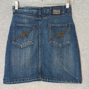 Vintage Marithe Francois Girbaud Denim Jean Mini Skirt 90s High Waisted Y2K 3/4